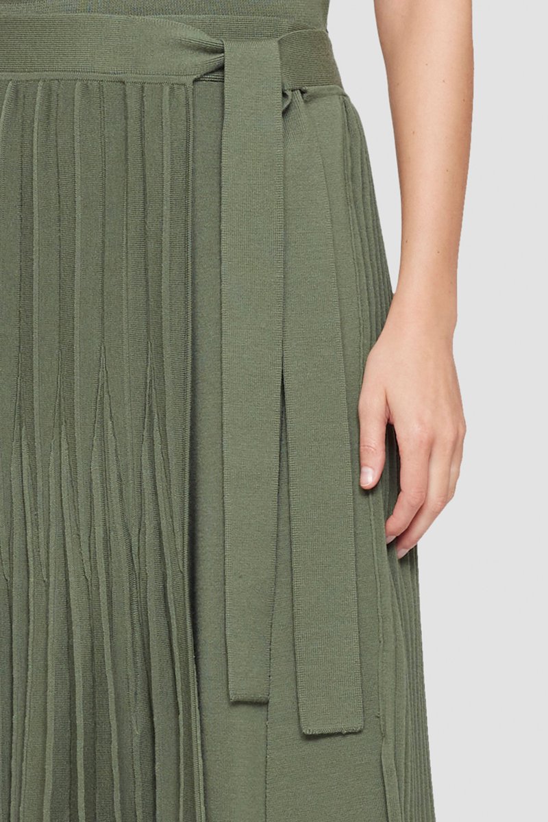 Pleated Tie Waist Skirt-green #0 Pleated Tie Waist Skirt, null- 4