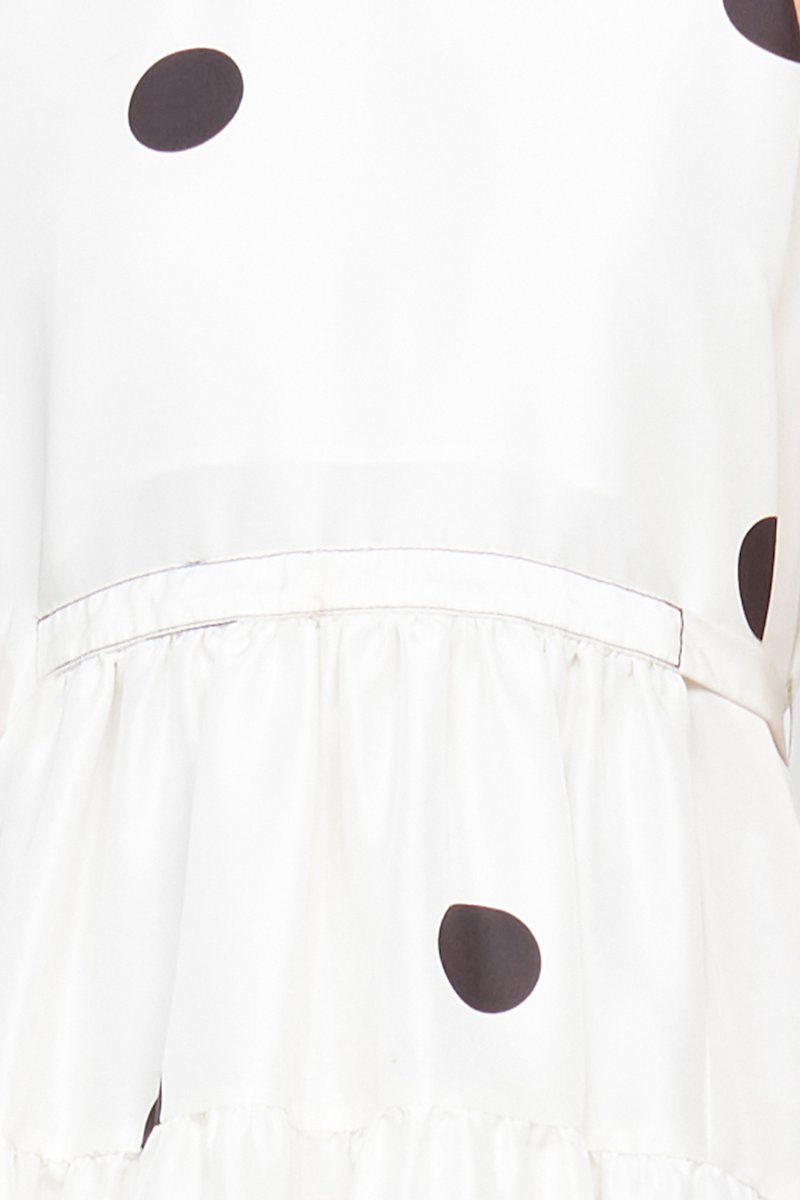polka dot-print silk dress -white #0 polka dot-print silk dress , Antique white/black silk polka dot-print silk dress from 3.1 PHILLIP LIM featuring flared design, polka dot print, crew neck, rear tie fastening, sleeveless, fitted waistline and mid-length.- 4
