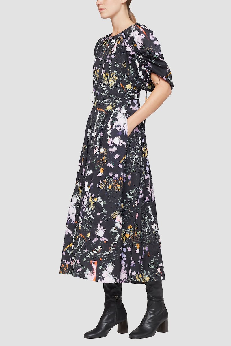 Puff Sleeve Floral Flare Dress-black #1 Puff Sleeve Floral Flare Dress, null- 1