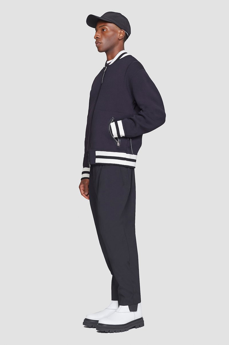 Reversible Knit Varsity Jacket-blue #0 Reversible Knit Varsity Jacket, MIDNIGHT MULTI Wool or fine animal hair->Wool Reversible Knit Varsity Jacket from 3.1 Phillip Lim. - 2