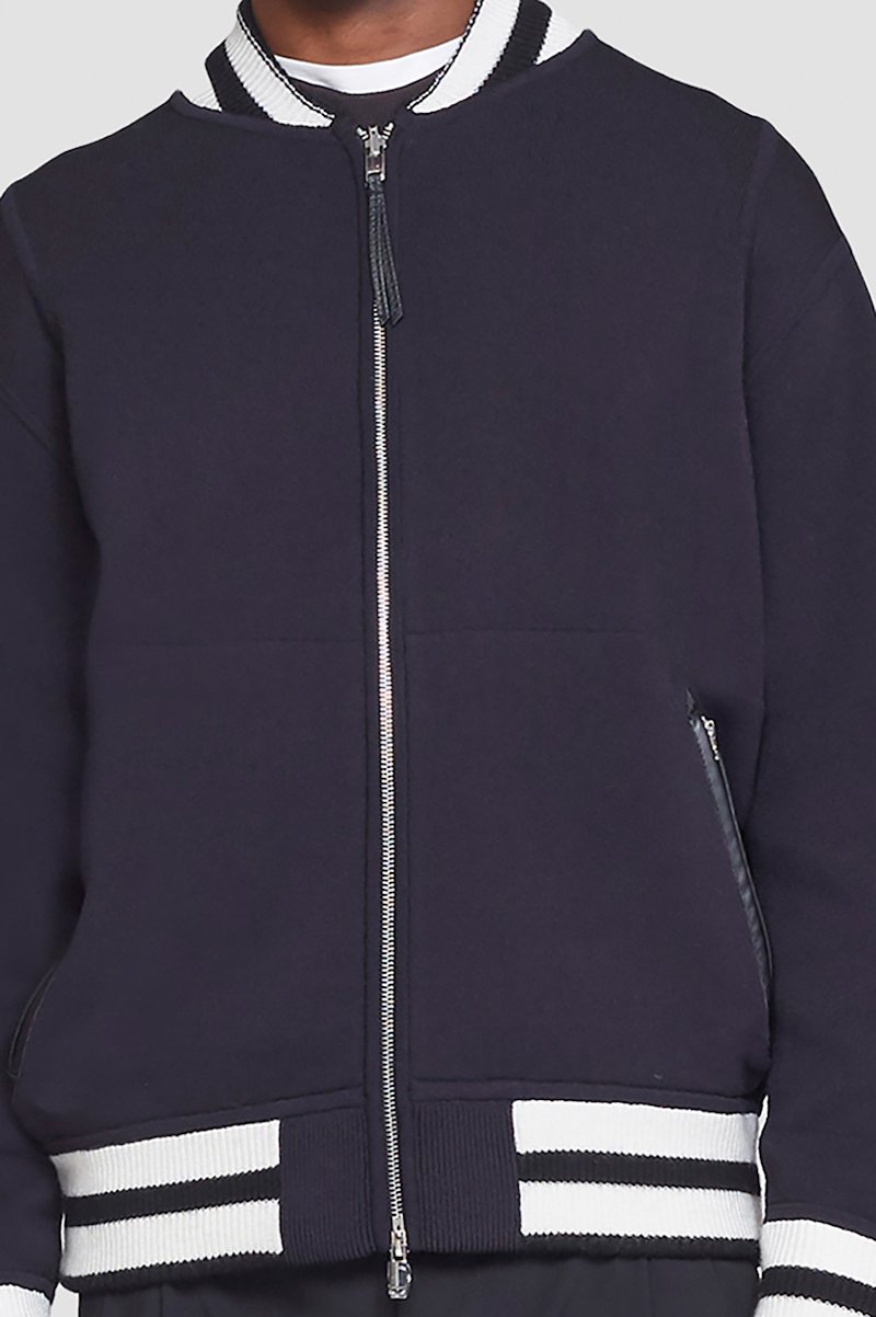Reversible Knit Varsity Jacket-blue #0 Reversible Knit Varsity Jacket, MIDNIGHT MULTI Wool or fine animal hair->Wool Reversible Knit Varsity Jacket from 3.1 Phillip Lim. - 8