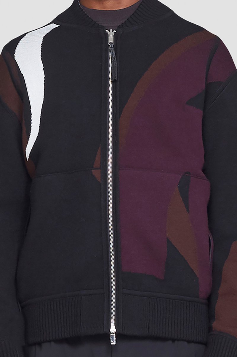 Reversible Knit Varsity Jacket-blue #1 Reversible Knit Varsity Jacket, MIDNIGHT MULTI Wool or fine animal hair->Wool Reversible Knit Varsity Jacket from 3.1 Phillip Lim. - 9