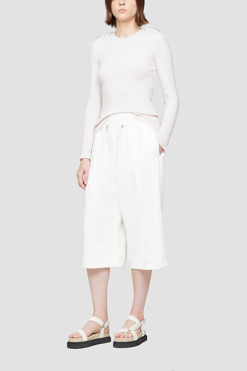 Ribbed Crewneck Sweater-pink #0 Ribbed Crewneck Sweater, Blush-pink wool blend fine-knit studded jumper from 3.1 PHILLIP LIM featuring fine ribbed, silver-tone stud detailing, crew neck, long sleeves and straight hem.- 4