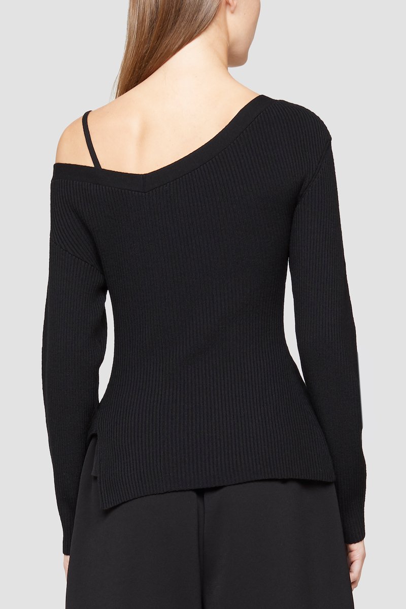 Ribbed Off Shoulder Sweater-black #1 Ribbed Off Shoulder Sweater, BLACK Wool or fine animal hair->Wool WOOL RIBBED OFF SHOULDER PULLOVER from 3.1 Phillip Lim. - 3