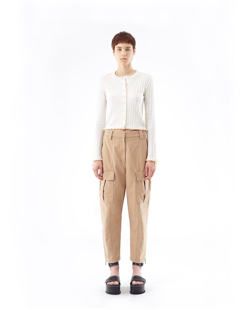 Ribbed Wool Cardigan-white #0 Ribbed Wool Cardigan, Antique white wool Ribbed Wool Cardigan from 3.1 Phillip Lim. - 0