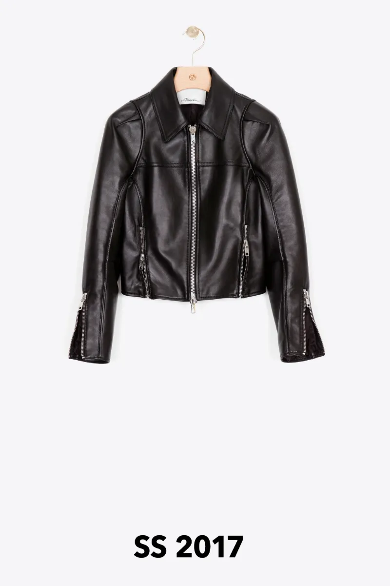 ruffle leather jacket