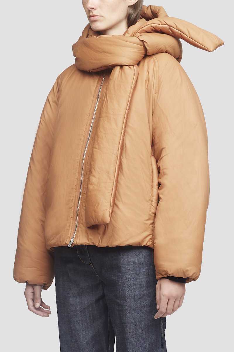 Short Duvet Parka With Neck Tie-neutrals #1 Short Duvet Parka With Neck Tie, - 1