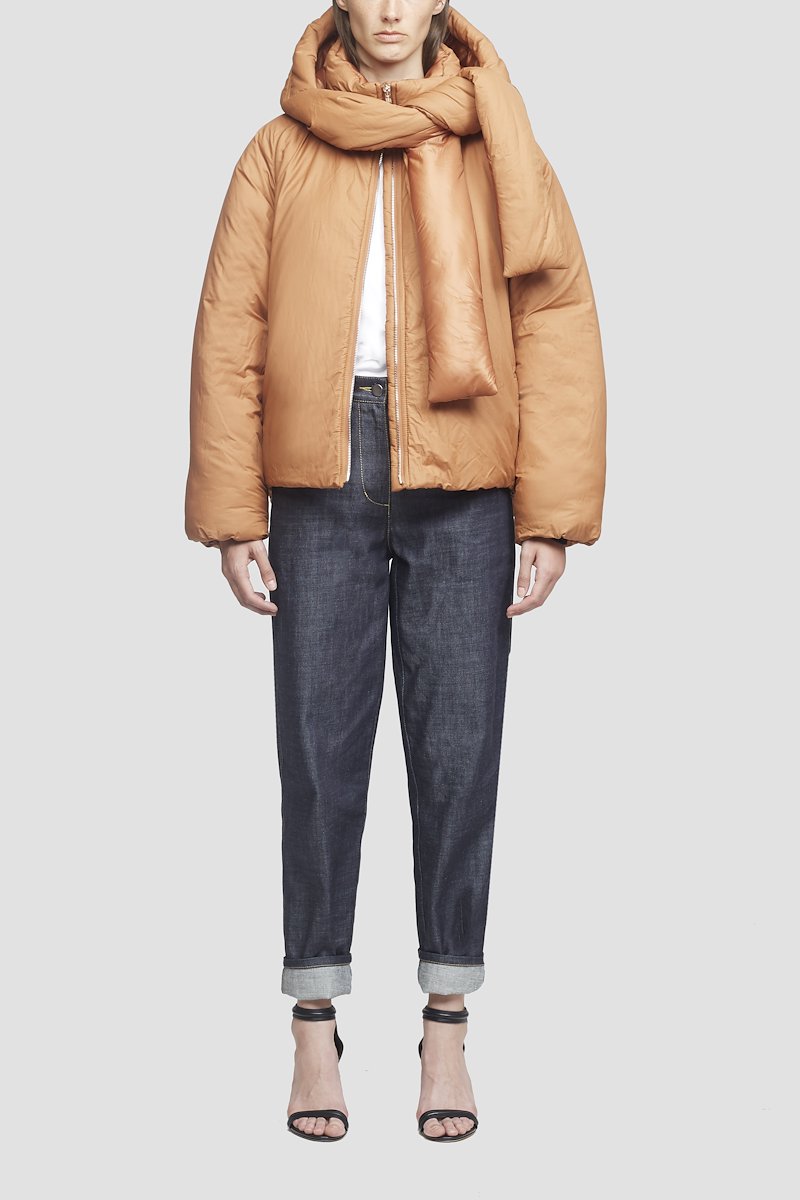 Short Duvet Parka With Neck Tie-neutrals #0 Short Duvet Parka With Neck Tie, - 4