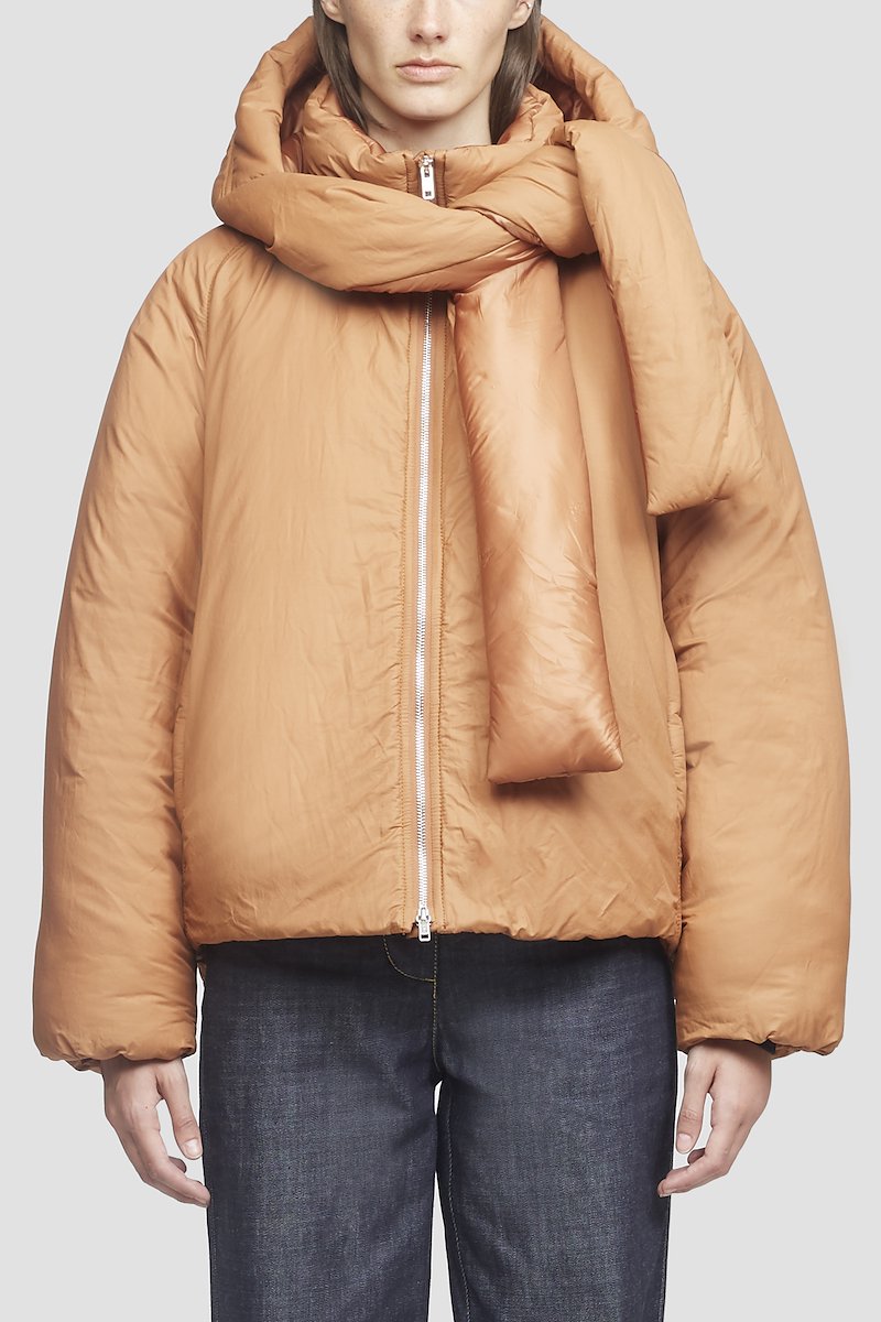 Short Duvet Parka With Neck Tie-neutrals #0 Short Duvet Parka With Neck Tie, - 0