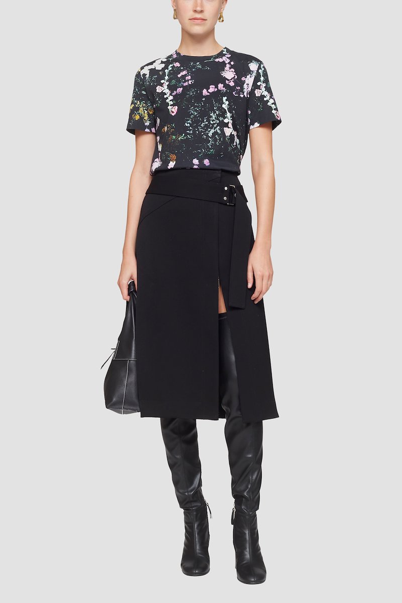 Short Sleeve Printed Floral T-Shirt-black #0 Short Sleeve Printed Floral T-Shirt, black/multicolour cotton all-over floral print crew neck short sleeves- 0