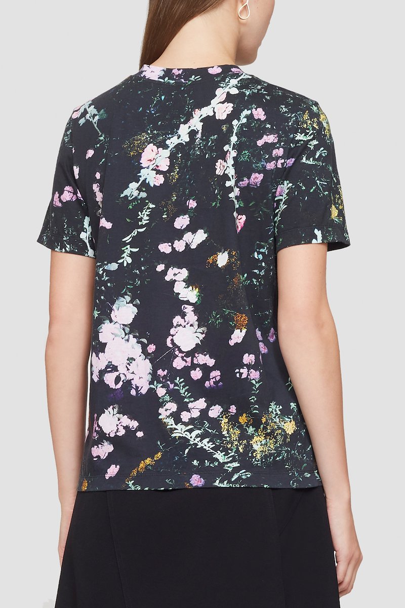 Short Sleeve Printed Floral T-Shirt-black #1 Short Sleeve Printed Floral T-Shirt, black/multicolour cotton all-over floral print crew neck short sleeves- 3
