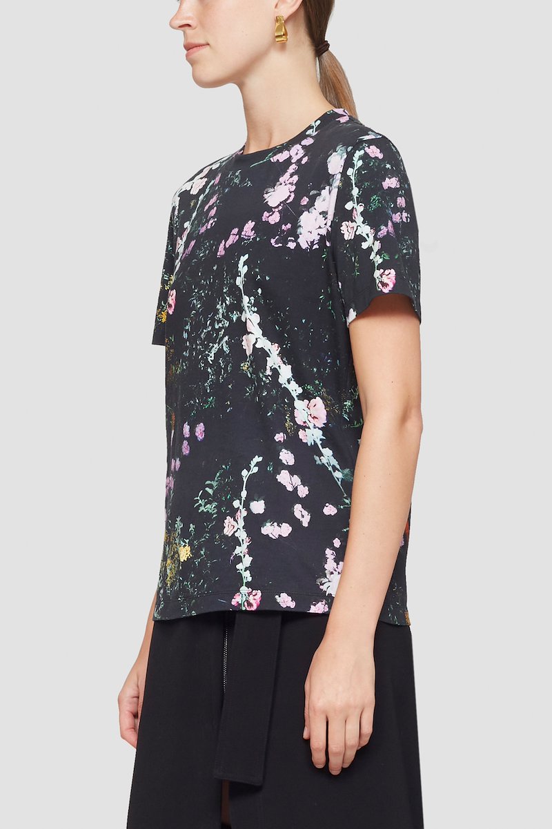 Short Sleeve Printed Floral T-Shirt-black #0 Short Sleeve Printed Floral T-Shirt, black/multicolour cotton all-over floral print crew neck short sleeves- 2