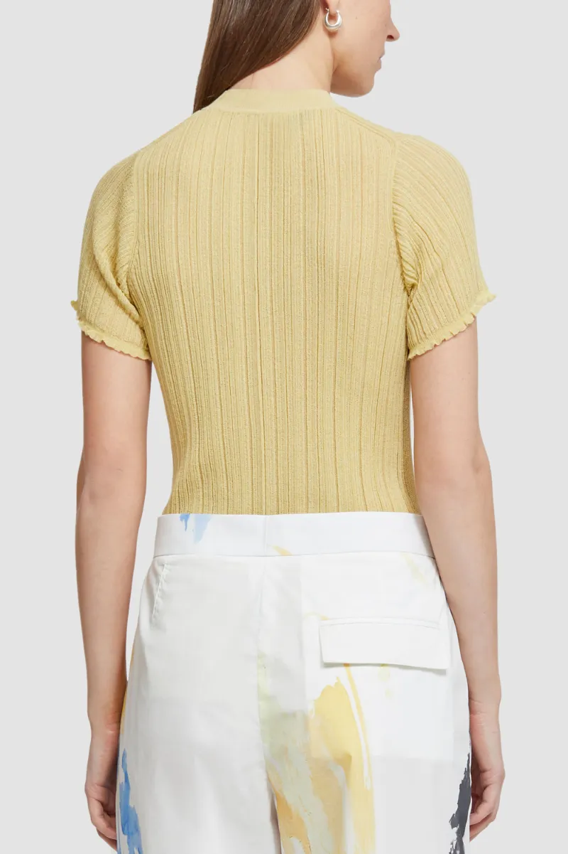 Short Sleeve Sheer Rib Top in yellow 