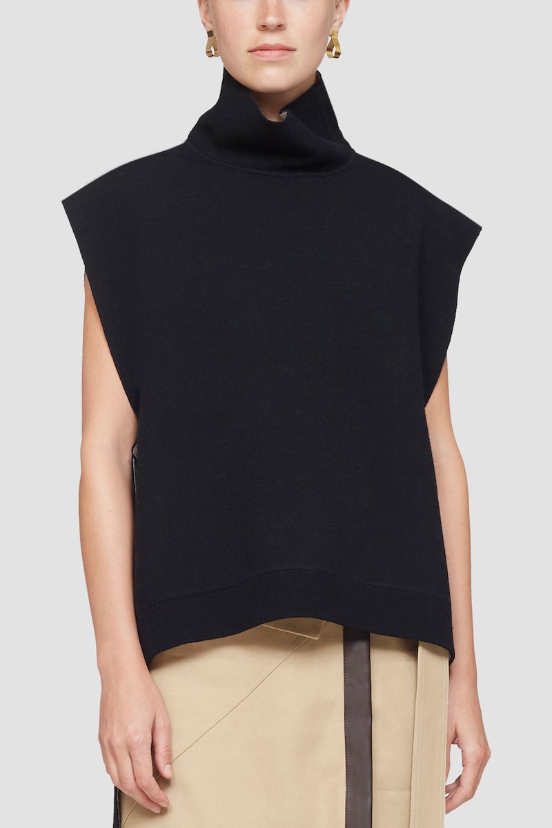 Sleeveless Double Face Wool Turtleneck-black #1 Sleeveless Double Face Wool Turtleneck, null- 1