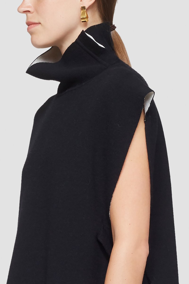 Sleeveless Double Face Wool Turtleneck-black #0 Sleeveless Double Face Wool Turtleneck, null- 2