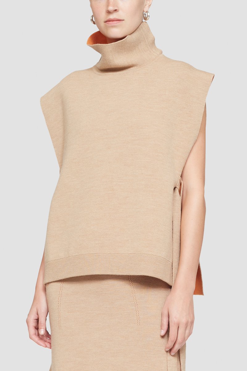 Sleeveless Double Face Wool Turtleneck-neutrals #1 Sleeveless Double Face Wool Turtleneck, null- 1