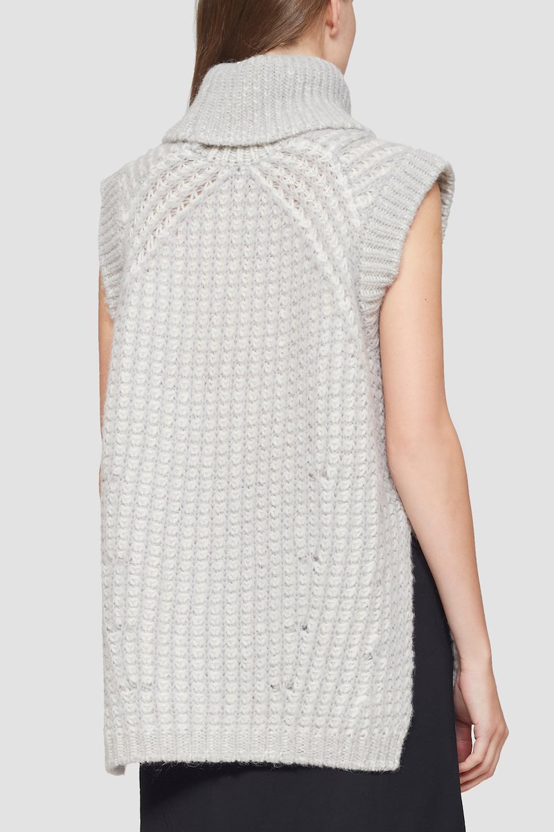 Sleeveless Overlay Turtleneck Sweater-grey #1 Sleeveless Overlay Turtleneck Sweater, null- 3
