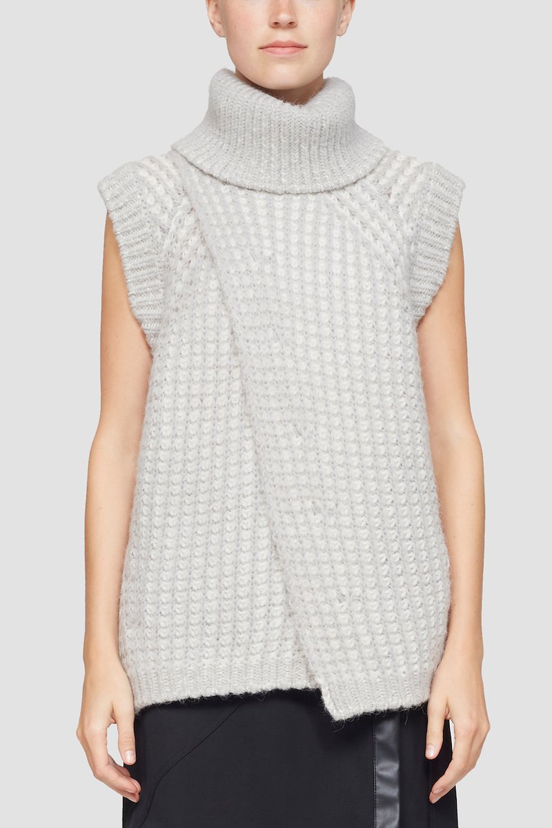 Sleeveless Overlay Turtleneck Sweater-grey #1 Sleeveless Overlay Turtleneck Sweater, null- 1