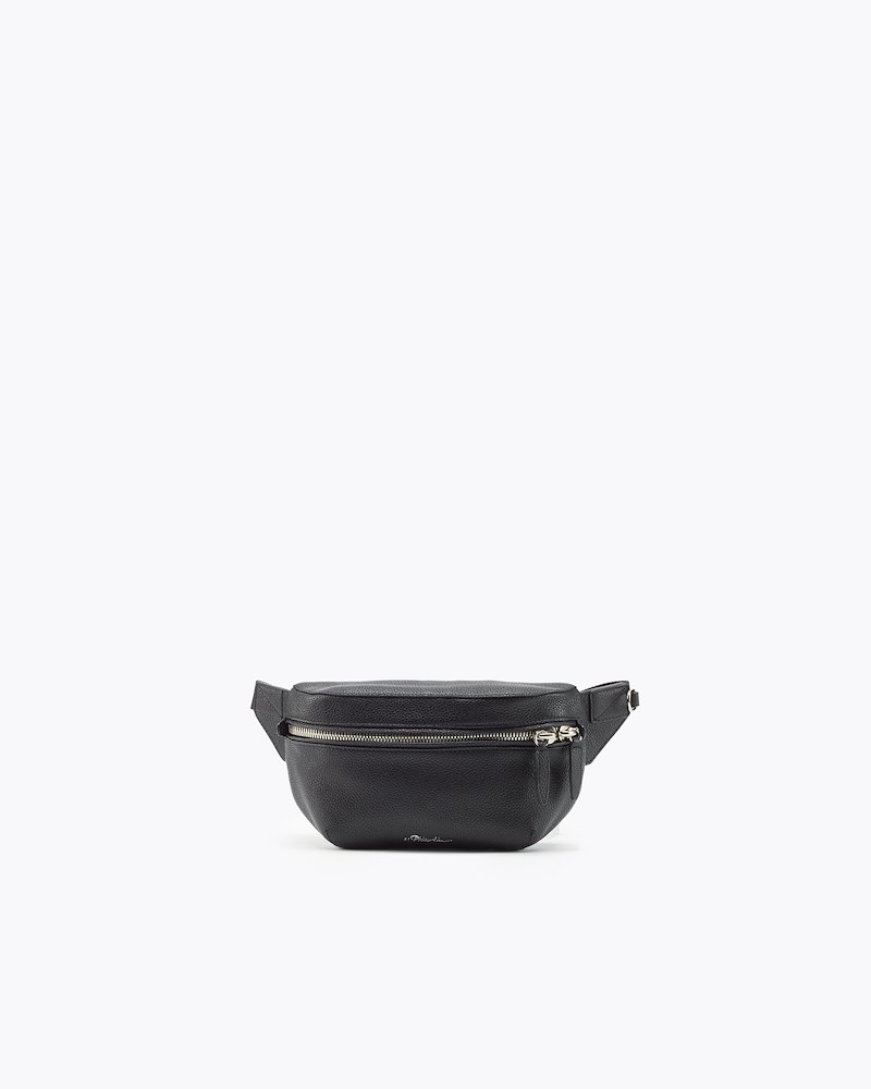 Slim Zipped Belt Bag-black #0 Slim Zipped Belt Bag, Black calf leather slim zipped belt bag from 3.1 Phillip Lim featuring grained texture, logo print to the front, top zip fastening and clip fastening.- 0
