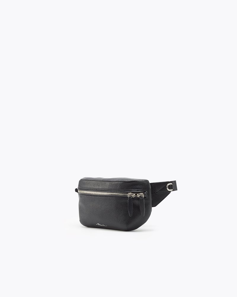 Slim Zipped Belt Bag-black #1 Slim Zipped Belt Bag, Black calf leather slim zipped belt bag from 3.1 Phillip Lim featuring grained texture, logo print to the front, top zip fastening and clip fastening.- 1