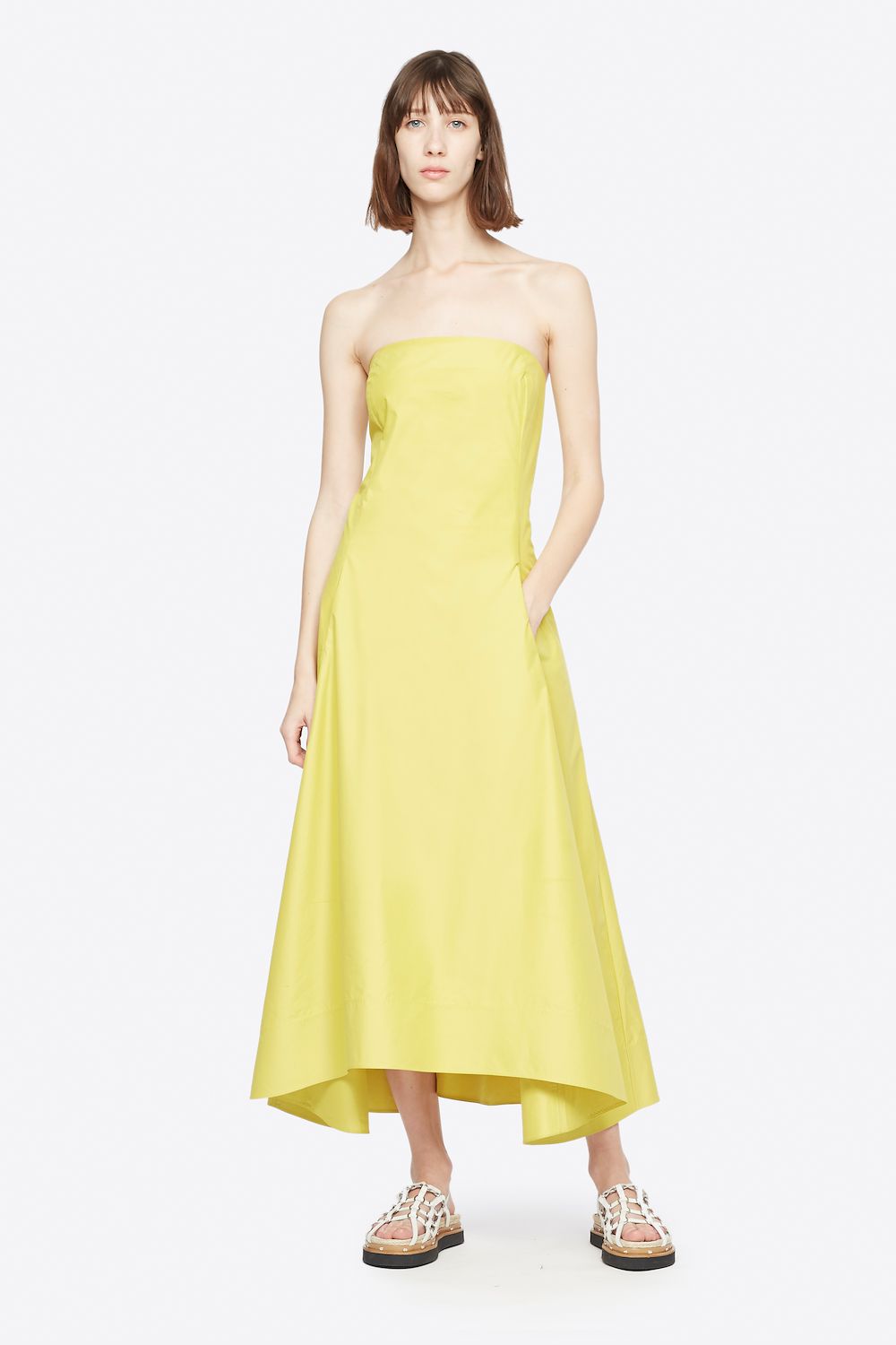 yellow spaghetti strap dress