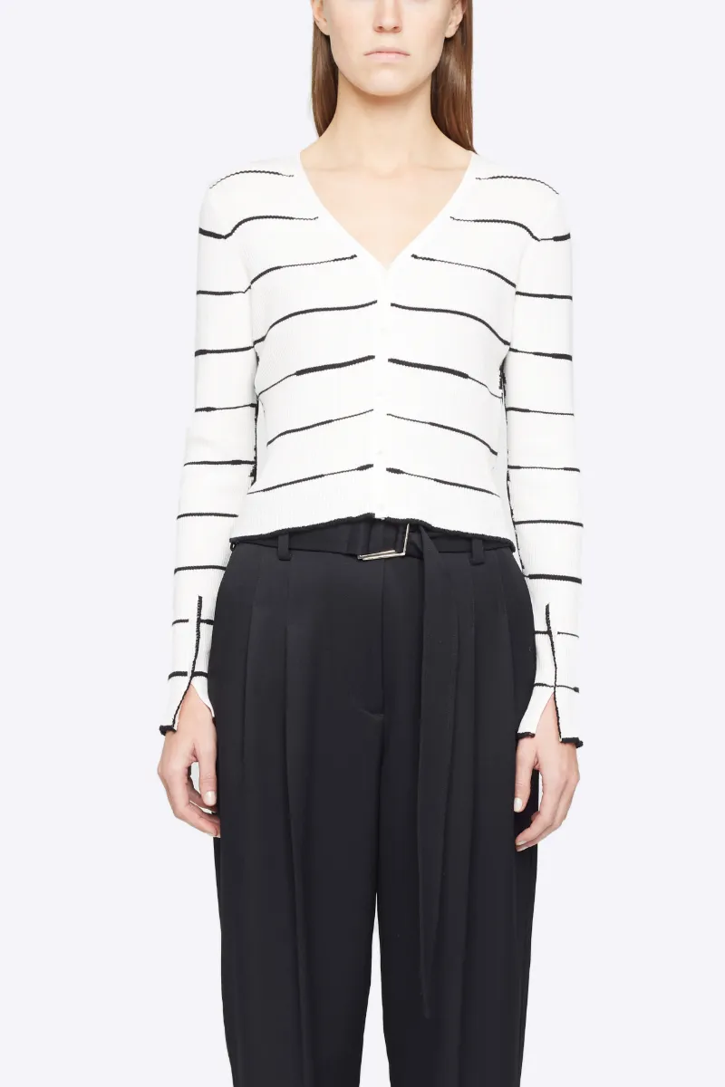 ribbed cardigan white