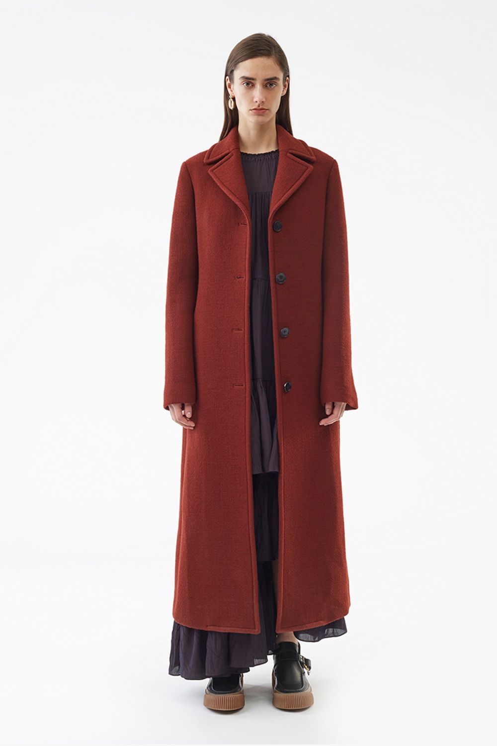 belted red wool coat