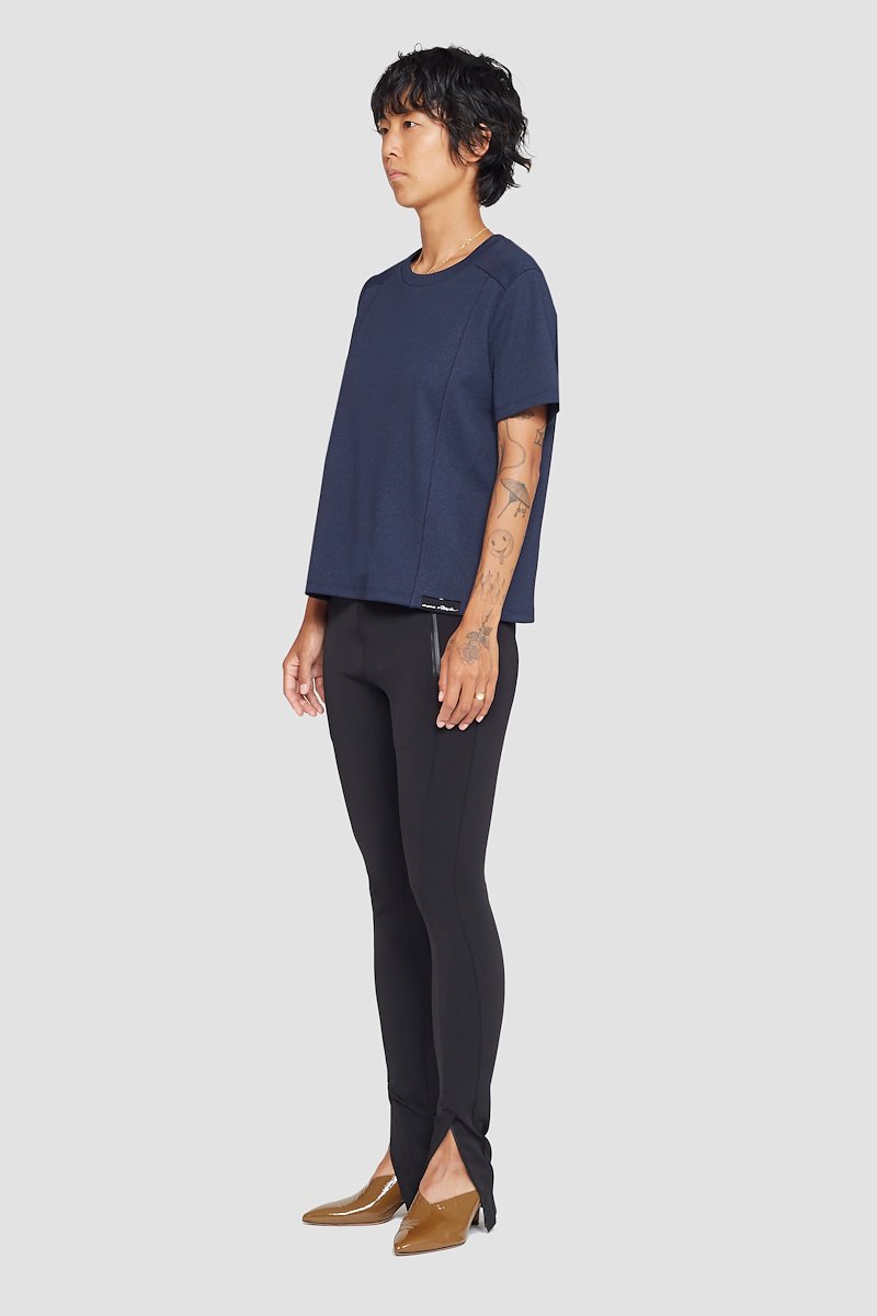 The Boxy Tee-blue #1 The Boxy Tee, Black cotton-blend Essential SS jersey T-shirt from 3.1 PHILLIP LIM featuring seam detailing, logo patch to the rear, crew neck and short sleeves.- 1