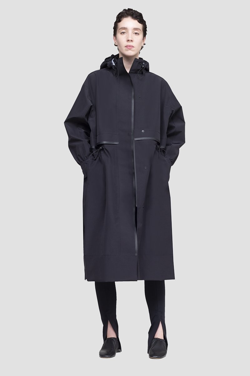 The Essential Parka-black #0 The Essential Parka, Black Essential hooded parka coat from 3.1 PHILLIP LIM featuring drawstring hood, stand-up collar, long sleeves, storm flap, drawstring waist, concealed front button fastening, wind-resistant and water-resistant.- 0