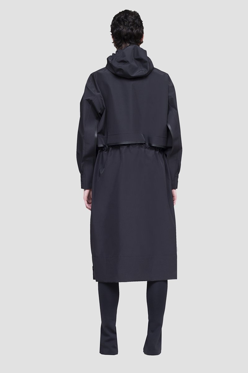 The Essential Parka-black #0 The Essential Parka, Black Essential hooded parka coat from 3.1 PHILLIP LIM featuring drawstring hood, stand-up collar, long sleeves, storm flap, drawstring waist, concealed front button fastening, wind-resistant and water-resistant.- 2