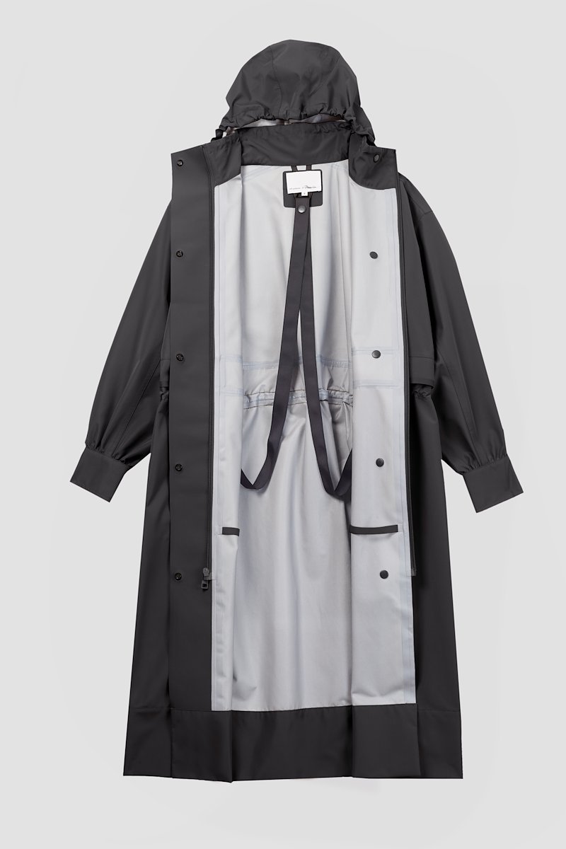 The Essential Parka-black #0 The Essential Parka, Black Essential hooded parka coat from 3.1 PHILLIP LIM featuring drawstring hood, stand-up collar, long sleeves, storm flap, drawstring waist, concealed front button fastening, wind-resistant and water-resistant.- 6