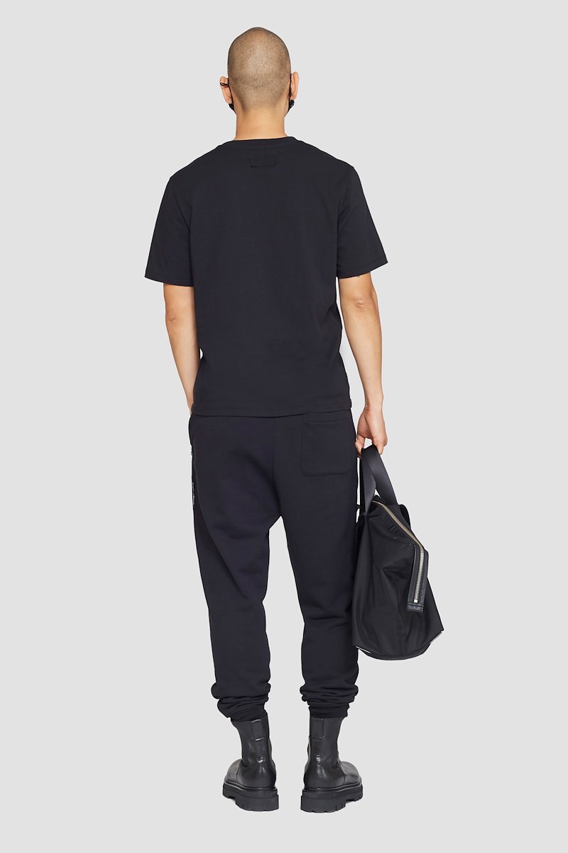 The Essential Tee-black #0 The Essential Tee, True black cotton Essential T-shirt from 3.1 PHILLIP LIM featuring patchwork design, logo patch to the rear, crew neck, short sleeves and straight hem.- 2