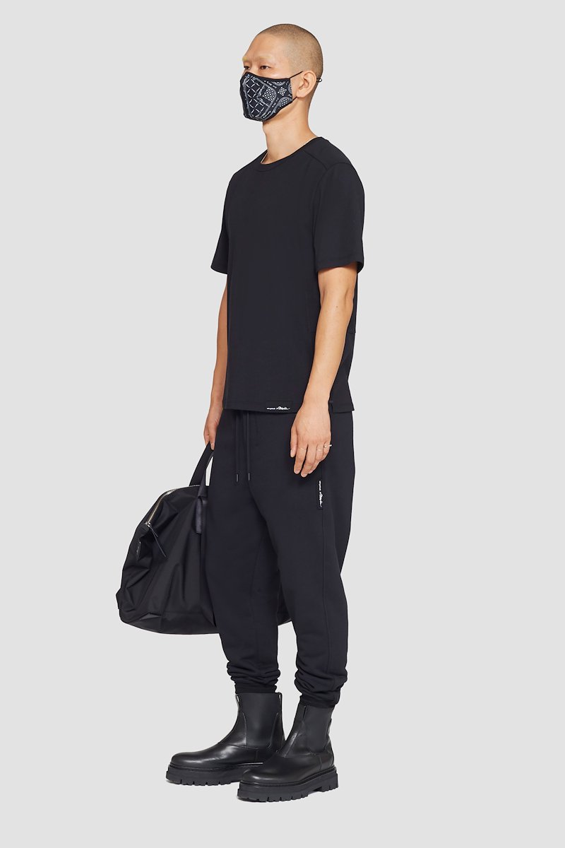 The Essential Tee-black #1 The Essential Tee, True black cotton Essential T-shirt from 3.1 PHILLIP LIM featuring patchwork design, logo patch to the rear, crew neck, short sleeves and straight hem.- 1
