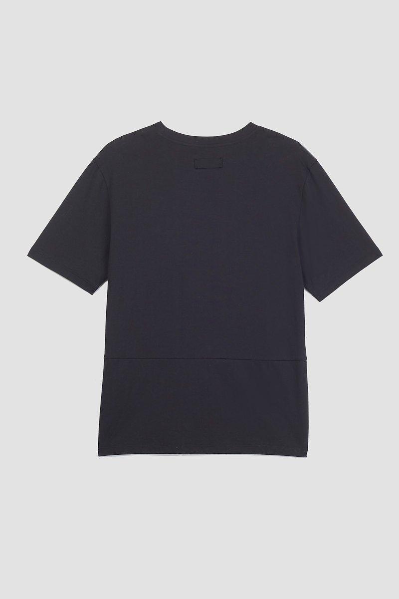 The Essential Tee-black #1 The Essential Tee, True black cotton Essential T-shirt from 3.1 PHILLIP LIM featuring patchwork design, logo patch to the rear, crew neck, short sleeves and straight hem.- 5