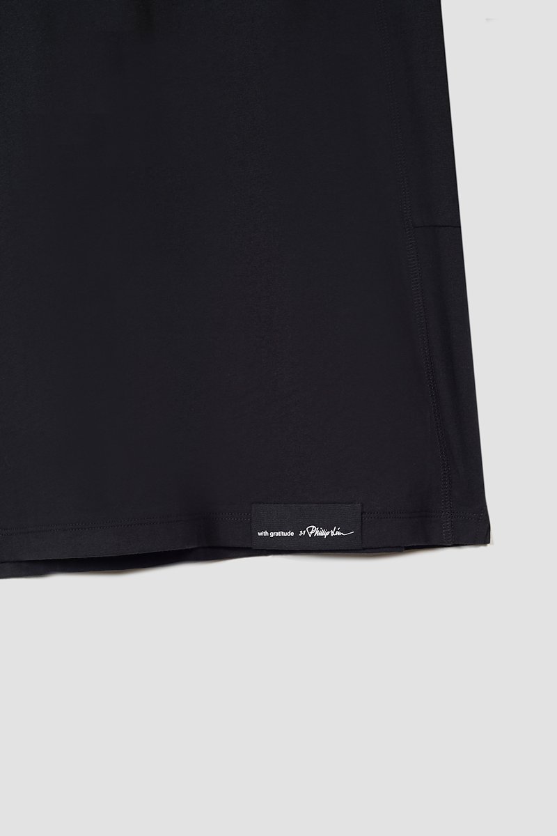 The Essential Tee-black #1 The Essential Tee, True black cotton Essential T-shirt from 3.1 PHILLIP LIM featuring patchwork design, logo patch to the rear, crew neck, short sleeves and straight hem.- 7
