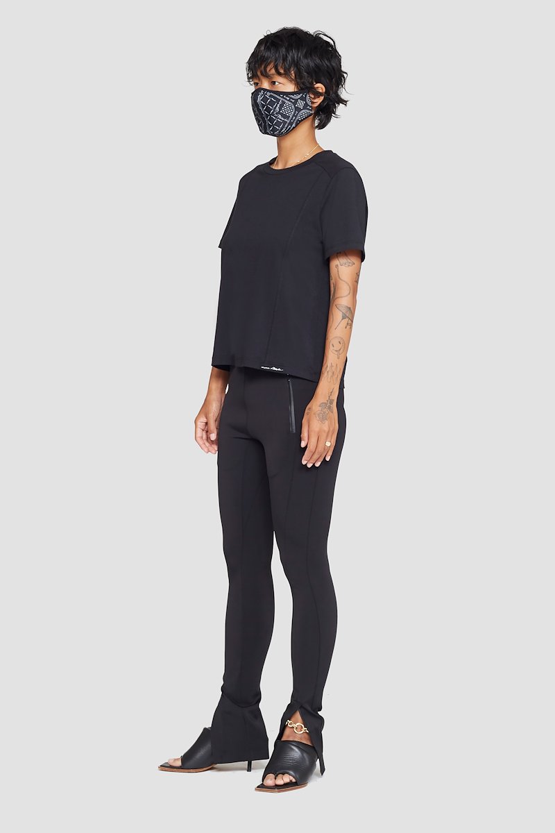 The Essential Tee-black #1 The Essential Tee, Black cotton logo-patch Essential T-shirt from 3.1 PHILLIP LIM featuring crew neck, short sleeves, panelled design and logo patch to the front.- 1