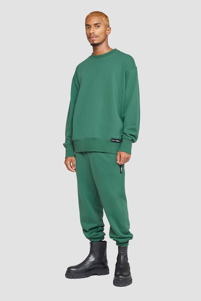 The Everyday Crew Sweatshirt-green #0 The Everyday Crew Sweatshirt, Bottle green cotton Everyday sweatshirt from 3.1 PHILLIP LIM featuring ribbed detailing, logo patch to the front, crew neck, long sleeves, elasticated cuffs and straight hem.- 0