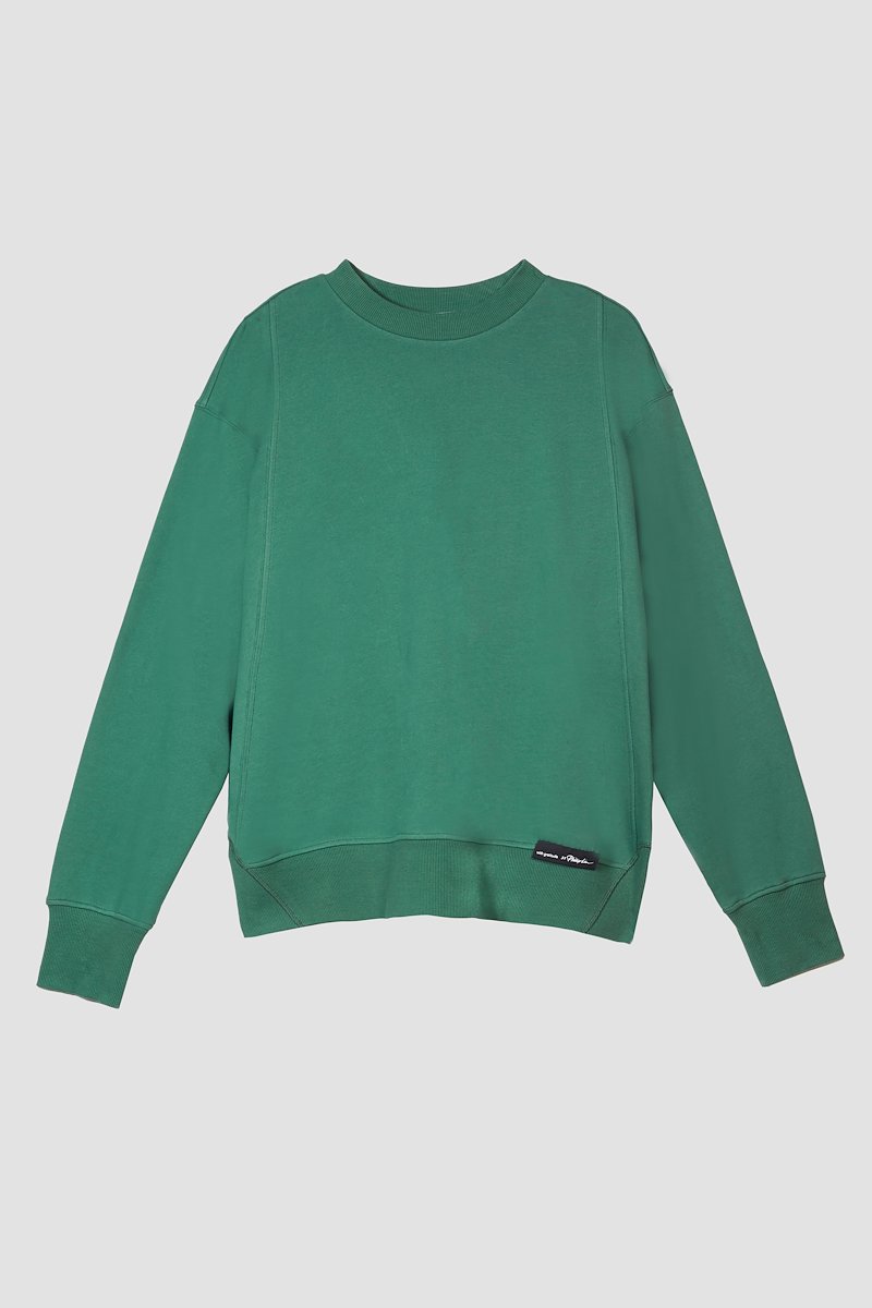 The Everyday Crew Sweatshirt-green #0 The Everyday Crew Sweatshirt, Bottle green cotton Everyday sweatshirt from 3.1 PHILLIP LIM featuring ribbed detailing, logo patch to the front, crew neck, long sleeves, elasticated cuffs and straight hem.- 4