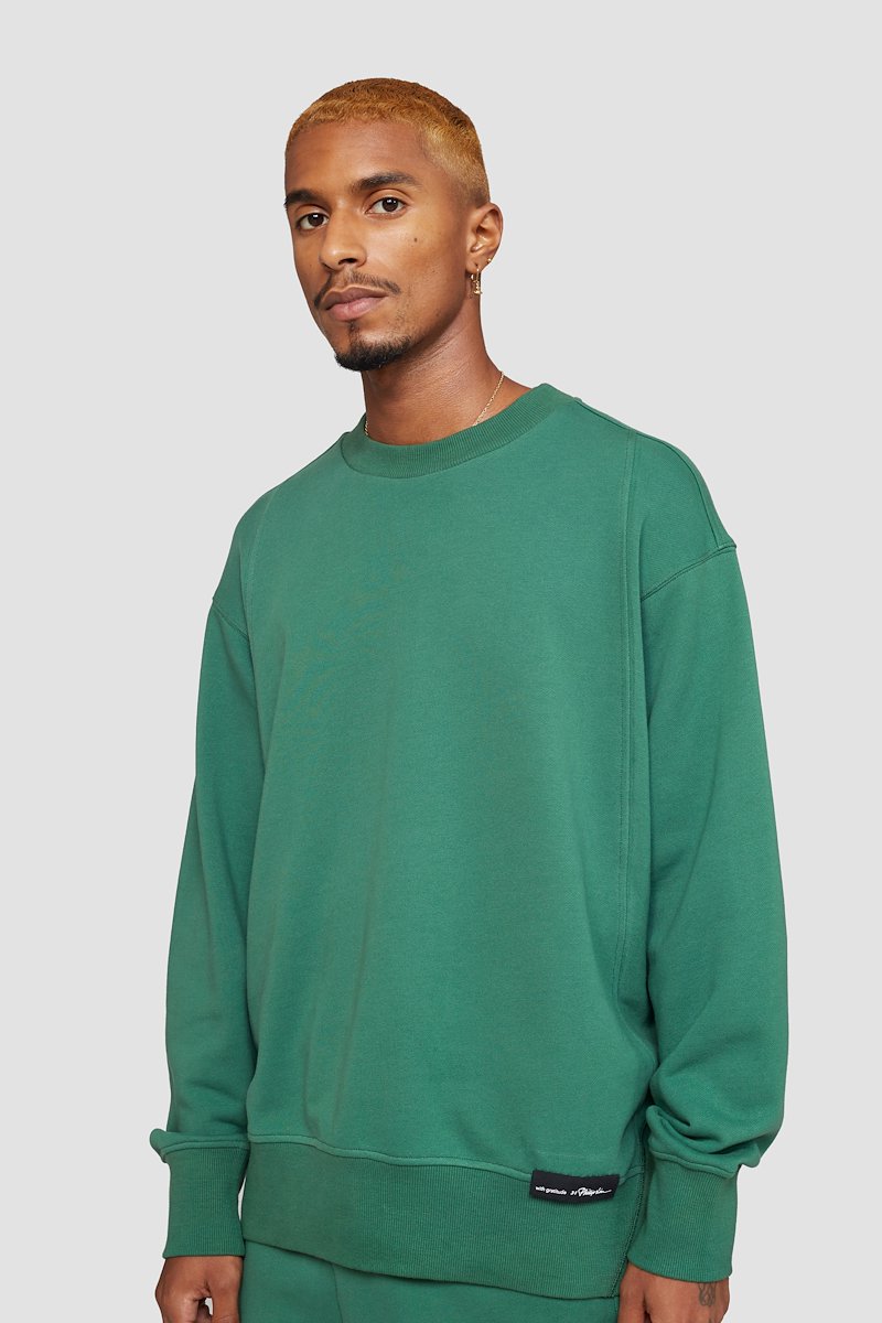 The Everyday Crew Sweatshirt-green #1 The Everyday Crew Sweatshirt, Bottle green cotton Everyday sweatshirt from 3.1 PHILLIP LIM featuring ribbed detailing, logo patch to the front, crew neck, long sleeves, elasticated cuffs and straight hem.- 3