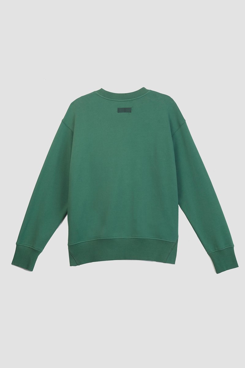 The Everyday Crew Sweatshirt-green #1 The Everyday Crew Sweatshirt, Bottle green cotton Everyday sweatshirt from 3.1 PHILLIP LIM featuring ribbed detailing, logo patch to the front, crew neck, long sleeves, elasticated cuffs and straight hem.- 5