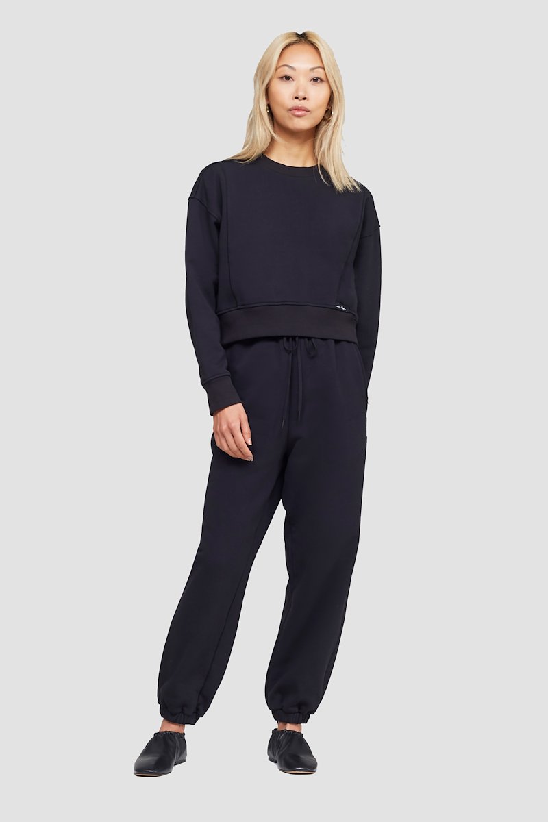 The Everyday Crew Sweatshirt-black #0 The Everyday Crew Sweatshirt, Black cotton logo-patch detail sweatshirt from 3.1 PHILLIP LIM featuring logo patch to the side, ribbed detailing, drop shoulder, crew neck, long sleeves and straight hem.- 0