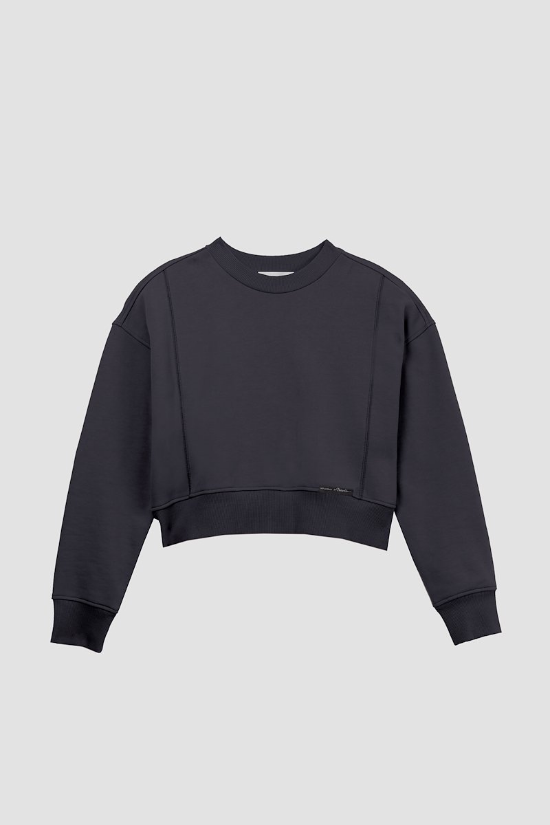 The Everyday Crew Sweatshirt-black #1 The Everyday Crew Sweatshirt, Black cotton logo-patch detail sweatshirt from 3.1 PHILLIP LIM featuring logo patch to the side, ribbed detailing, drop shoulder, crew neck, long sleeves and straight hem.- 5