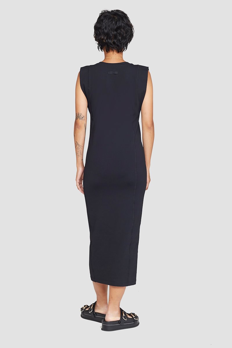 The Everyday Scoop Tank Dress-neutrals #0 The Everyday Scoop Tank Dress, Black Everyday scoop-neck tank dress from 3.1 PHILLIP LIM featuring seam detailing, logo patch to the rear, scoop neck, sleeveless and mid-length.- 2