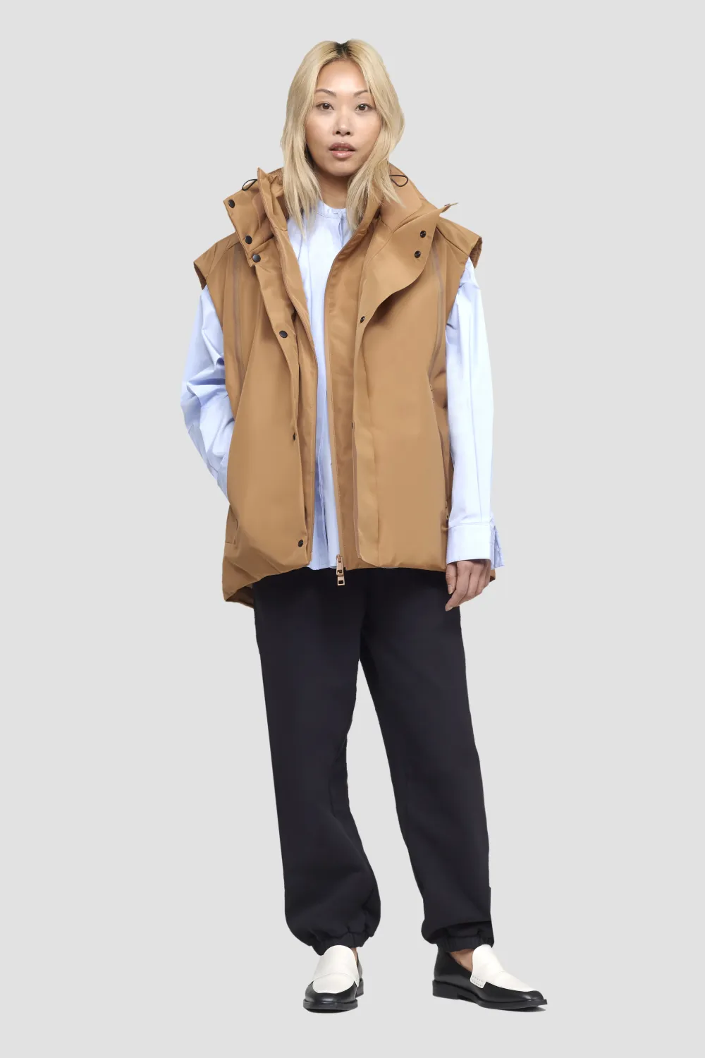 tan huffer vest