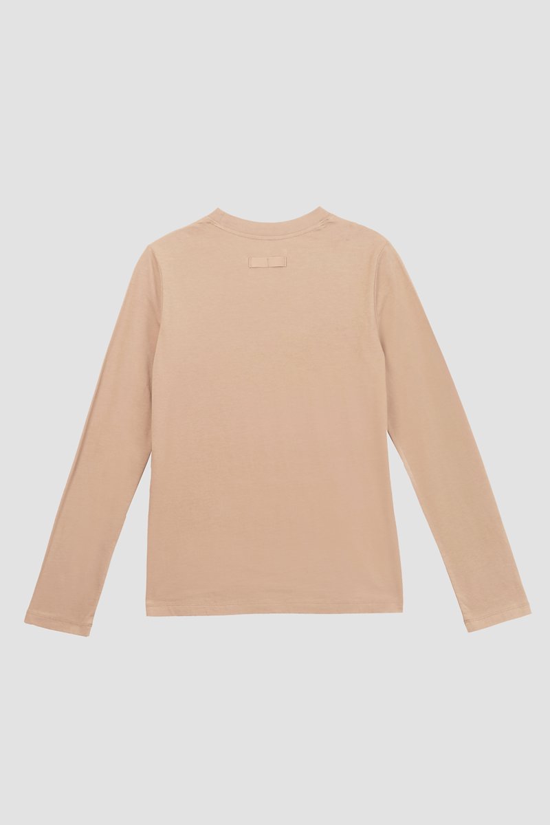 The Long Sleeve Essential Tee-neutrals #0 The Long Sleeve Essential Tee, Camel brown cotton logo-patch detail T-shirt from 3.1 PHILLIP LIM featuring tonal stitching, logo patch to the front, round neck, long sleeves and straight hem.- 6