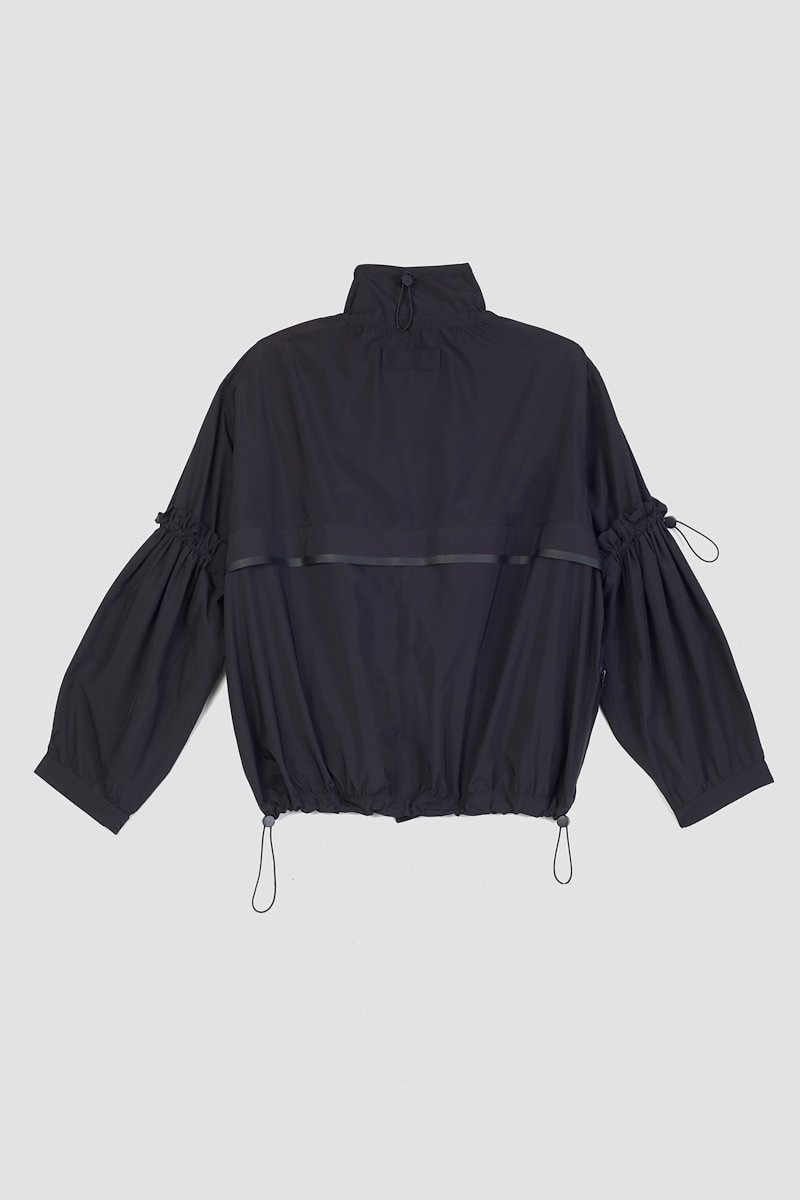 The Win-Breaker, Black drawstring-detail jacket from 3.1 PHILLIP LIM featuring drawstring fastening, two slit pockets at the chest, buttoned-cuff sleeves, front zip fastening and long sleeves.- 4