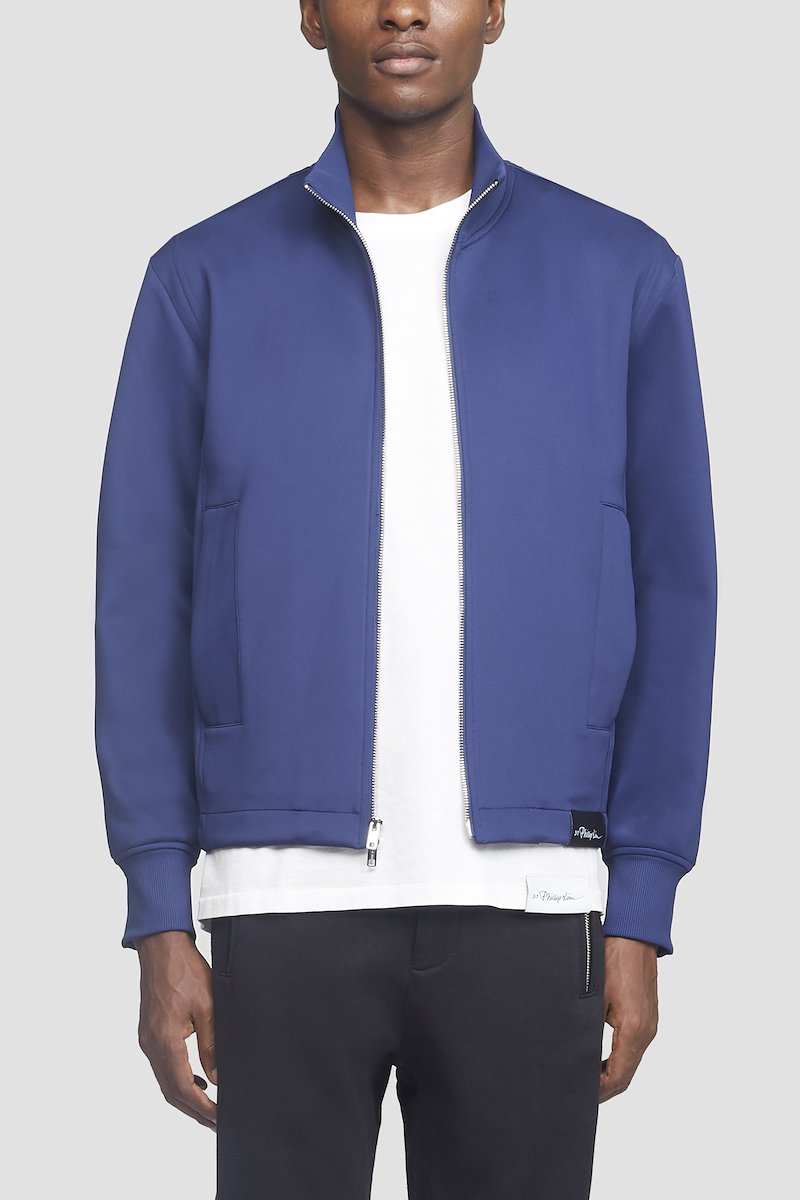 Track Jacket-blue #0 Track Jacket, Royal blue Track zip-up jacket from 3.1 PHILLIP LIM featuring panelled design, logo patch to the side, ribbed band collar, high neck, long sleeves, cuff zips, front zip fastening and two side slit pockets.- 0