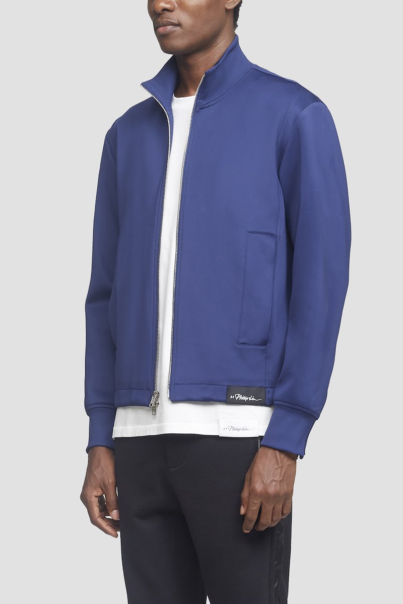 Track Jacket-blue #1 Track Jacket, Royal blue Track zip-up jacket from 3.1 PHILLIP LIM featuring panelled design, logo patch to the side, ribbed band collar, high neck, long sleeves, cuff zips, front zip fastening and two side slit pockets.- 1
