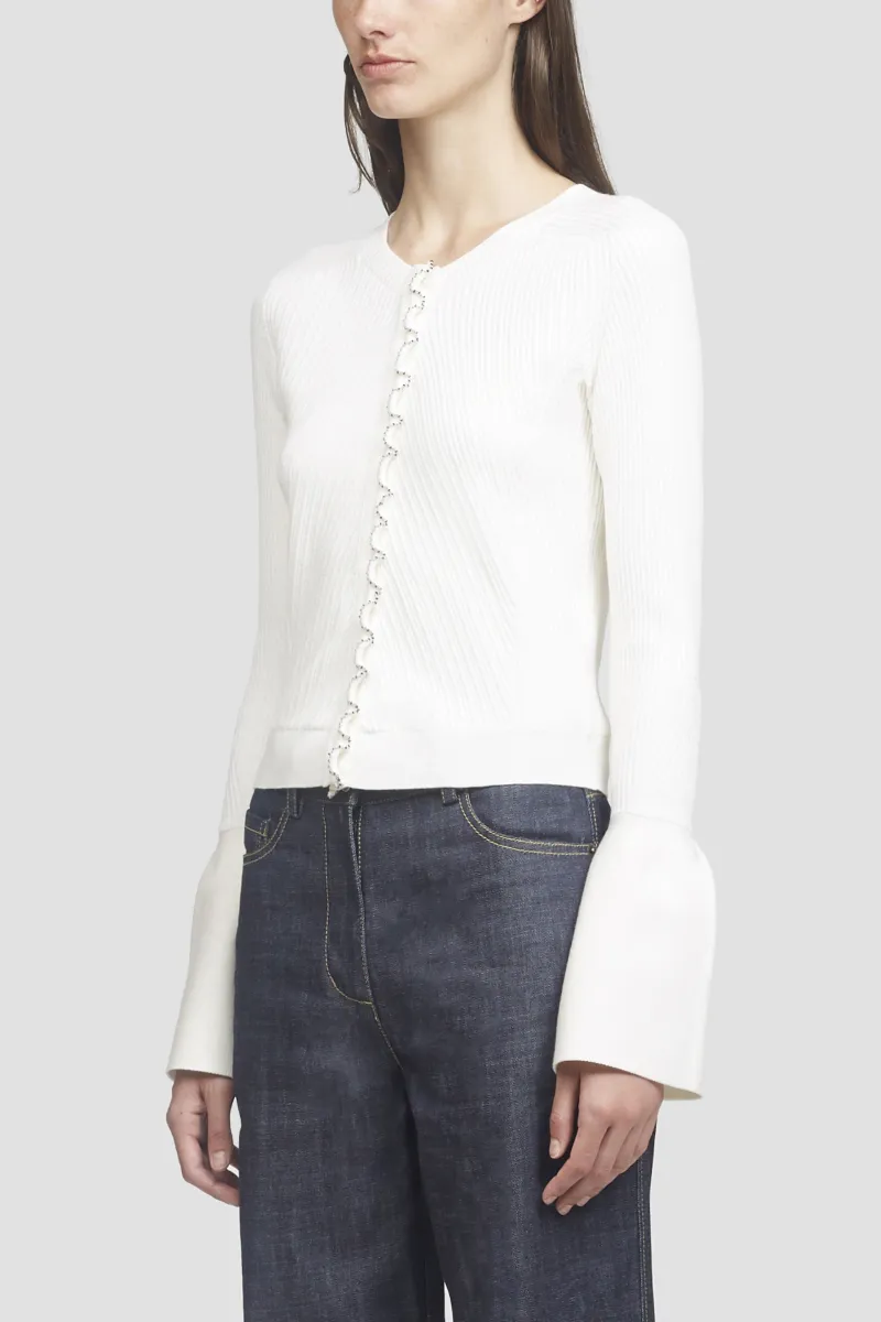 ribbed cardigan white