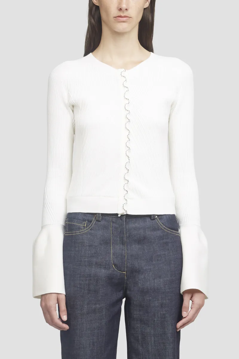 ribbed cardigan white